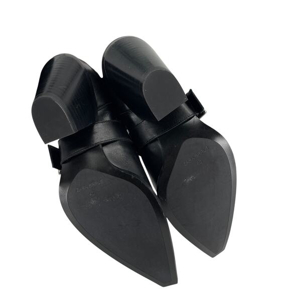 Zara SRPLS Limited Edition Black Leather Cowboy Boots Size 40 EU 9 US - Picture 8 of 13